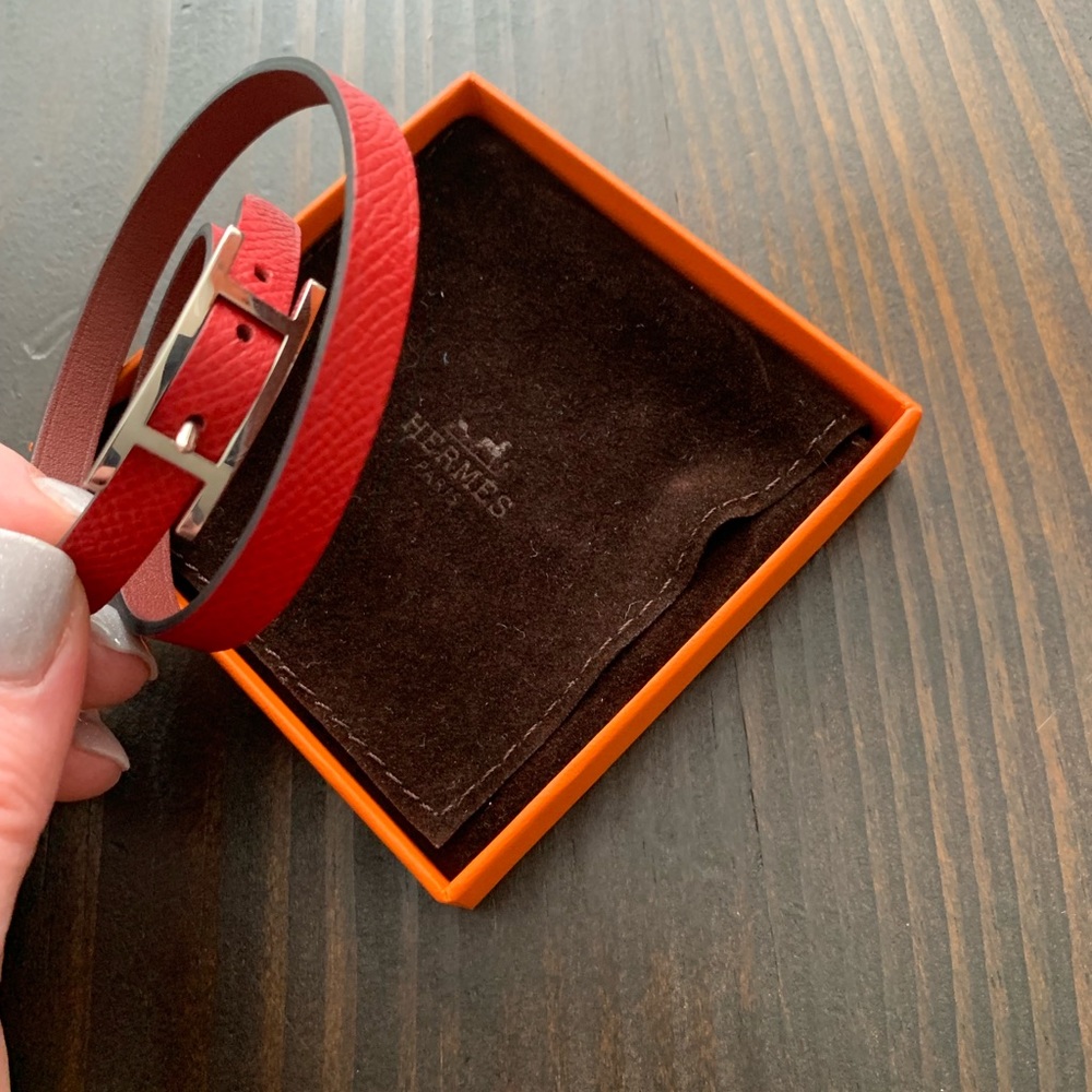 Hermès leather wrap Behapi double tour bracelet